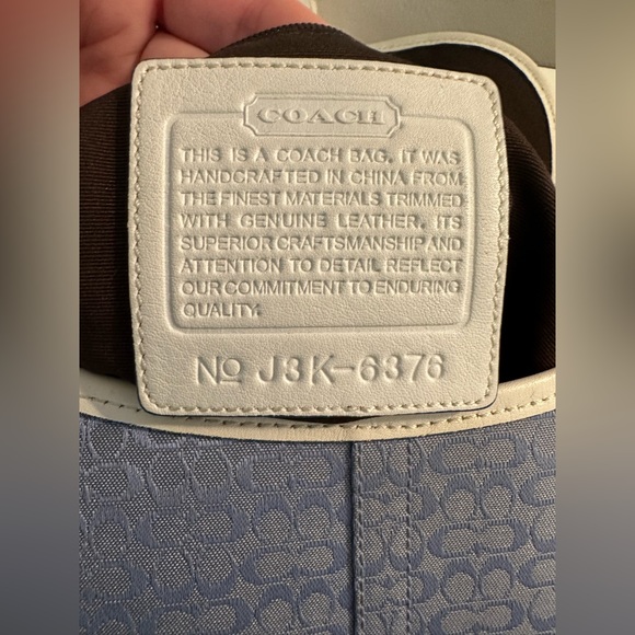 Vtg COACH Signature Jacquard Crossbody Purse Blue Canvas White Leather Y2K Bag - Picture 14 of 16